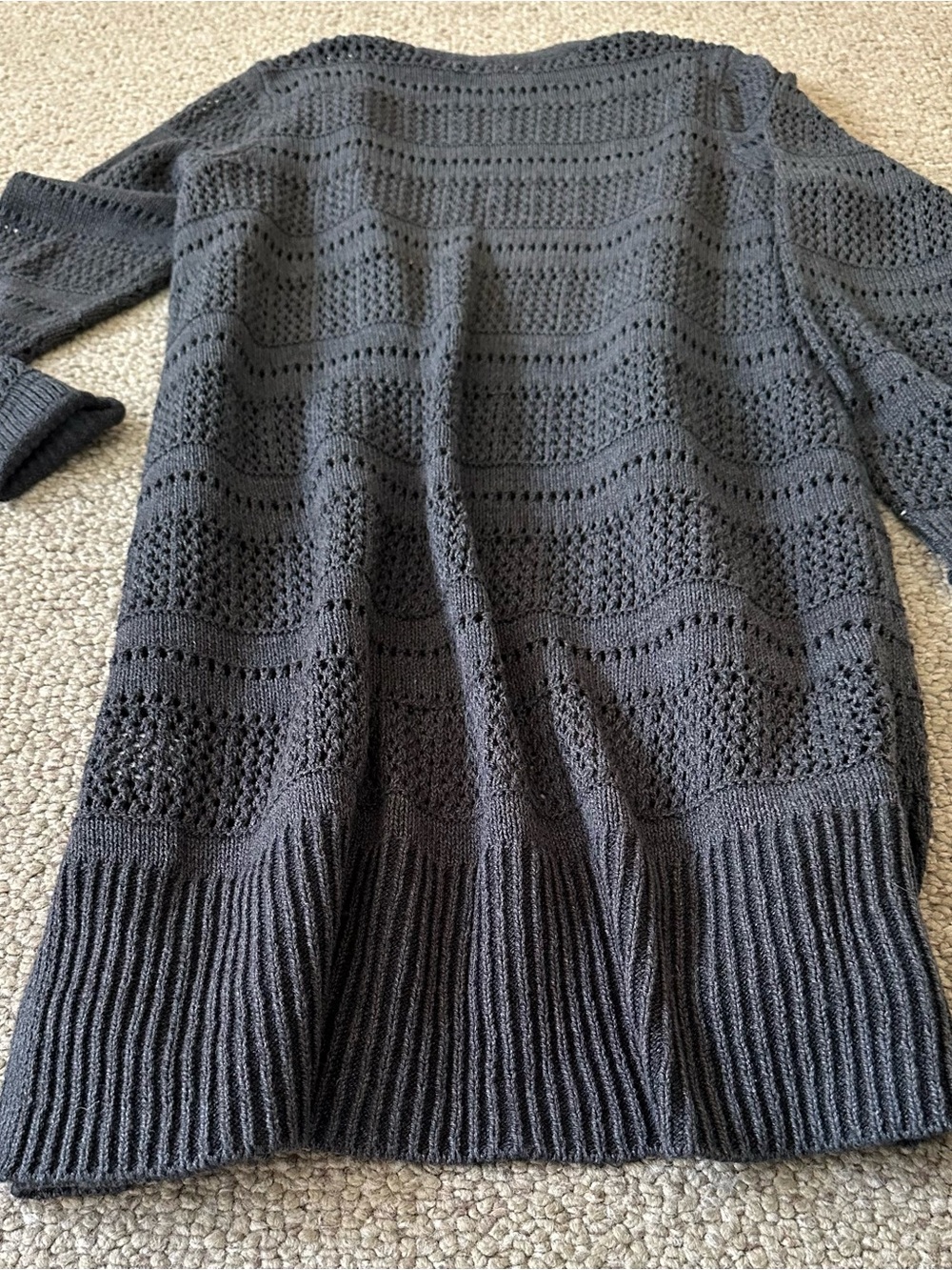 Maurices Charcoal Blue/Gray Open-Front Textured Knit Cardigan - Picture 7 of 12